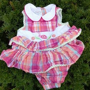 Talbots baby girl one piece plaid with embroidery